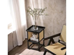 SoBuy, sofá mesa lateral, Prato com rodas, móvel de telefone, HFBT03-SCH