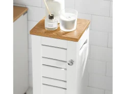 SoBuy Suporte de Papel Higiénico com Armário de Uma Porta Branco 20x18x75cm Nórdico BZR85-W