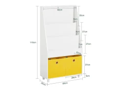 SoBuy Suporte de Papel Higiénico com Armário de Uma Porta Branco 20x18x75cm Nórdico BZR85-W