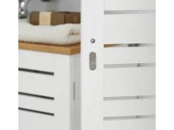 SoBuy Suporte de Papel Higiénico com Armário de Uma Porta Branco 20x18x75cm Nórdico BZR85-W