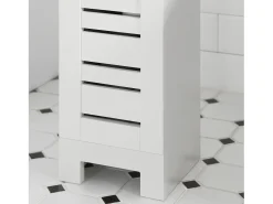 SoBuy Suporte de Papel Higiénico com Armário de Uma Porta Branco 20x18x75cm Nórdico BZR85-W
