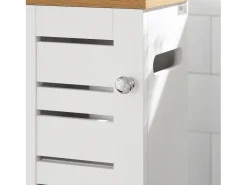 SoBuy Suporte de Papel Higiénico com Armário de Uma Porta Branco 20x18x75cm Nórdico BZR85-W