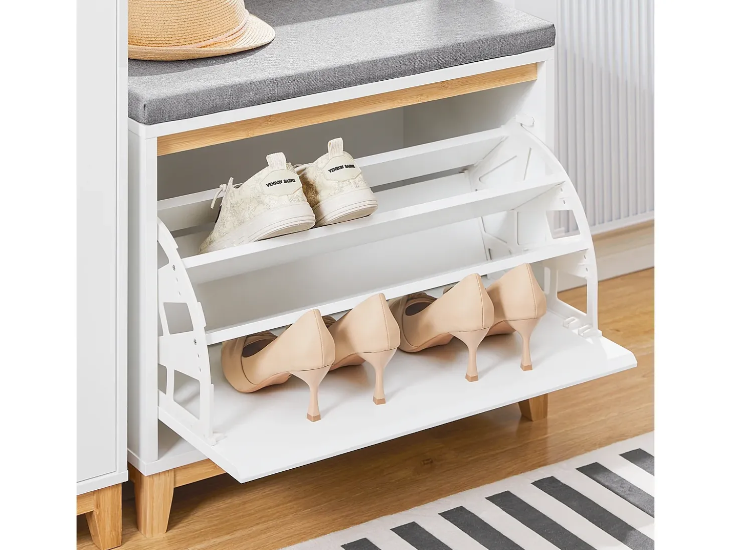 SoBuy, suporte para sapatos de entrada, suporte para sapatos, prateleira de sapatos estreita, FSR190-WN
