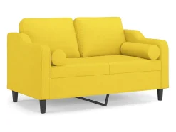 Sofá 2 lug. + almofadas decorativas 120 cm tecido amarelo-claro PT355277