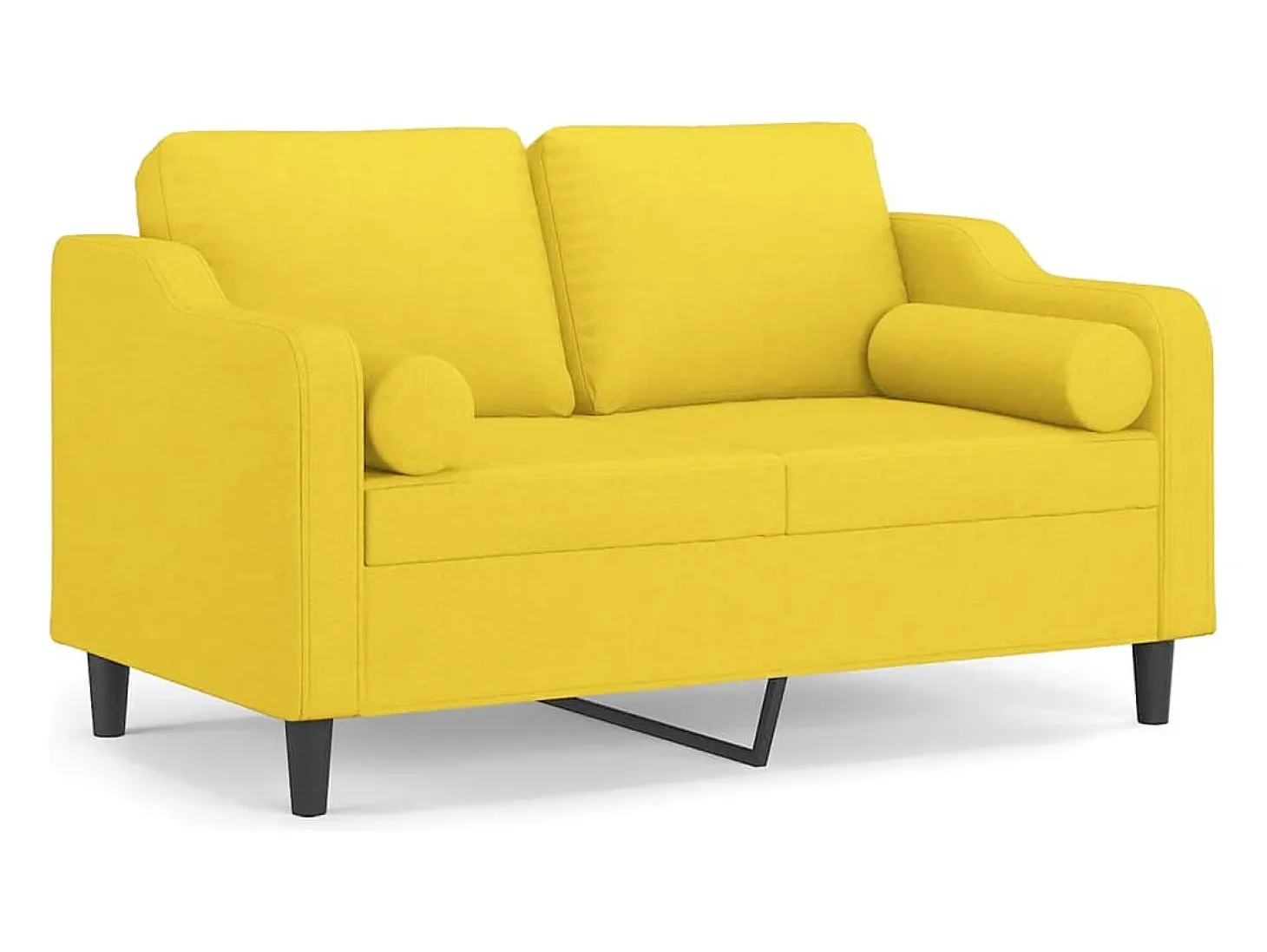 Sofá 2 lug. + almofadas decorativas 120 cm tecido amarelo-claro PT355277