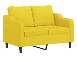 Sofá 2 lug. + almofadas decorativas 120 cm tecido amarelo-claro PT355277
