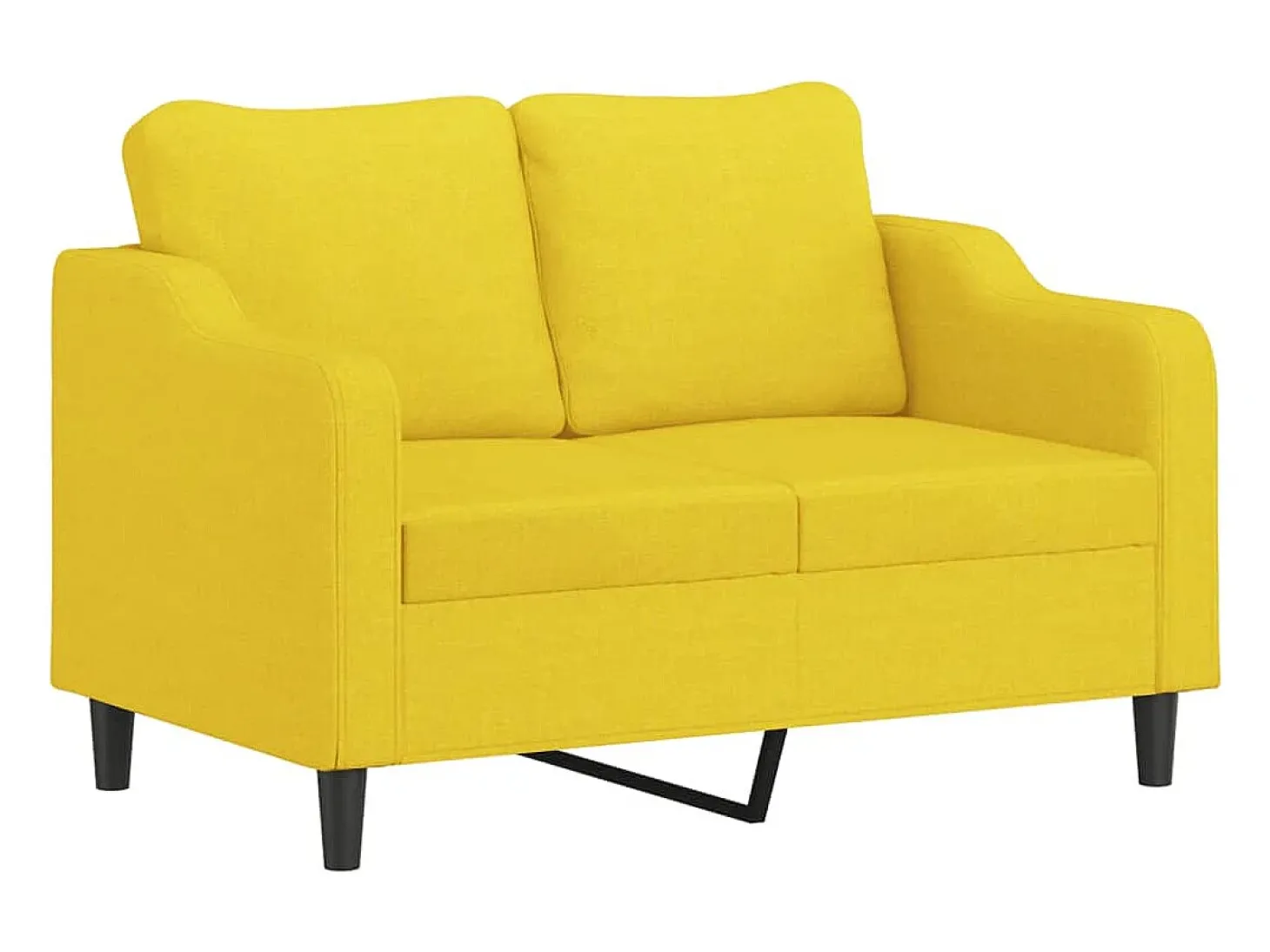 Sofá 2 lug. + almofadas decorativas 120 cm tecido amarelo-claro PT355277