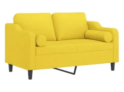 Sofá 2 lug. + almofadas decorativas 120 cm tecido amarelo-claro PT355277