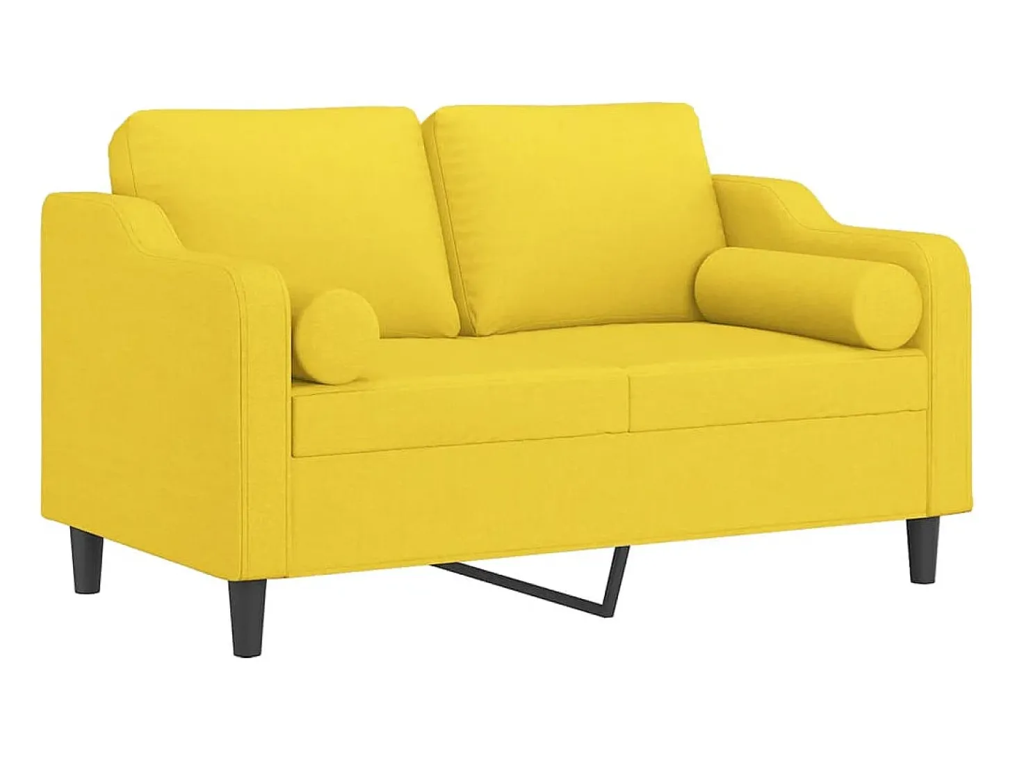 Sofá 2 lug. + almofadas decorativas 120 cm tecido amarelo-claro PT355277