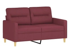 Sofá 2 lug. + almofadas decorativas 120cm tecido vermelho tinto PT536951