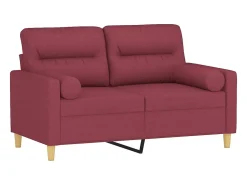 Sofá 2 lug. + almofadas decorativas 120cm tecido vermelho tinto PT536951