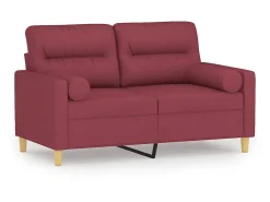 Sofá 2 lug. + almofadas decorativas 120cm tecido vermelho tinto PT536951