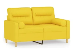 Sofá 2 lug. + almofadas decorativas 120 cm tecido amarelo-claro