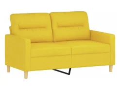 Sofá 2 lug. + almofadas decorativas 120 cm tecido amarelo-claro