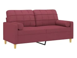 Sofá 2 lug. + almofadas decorativas 140cm tecido vermelho tinto PT677488