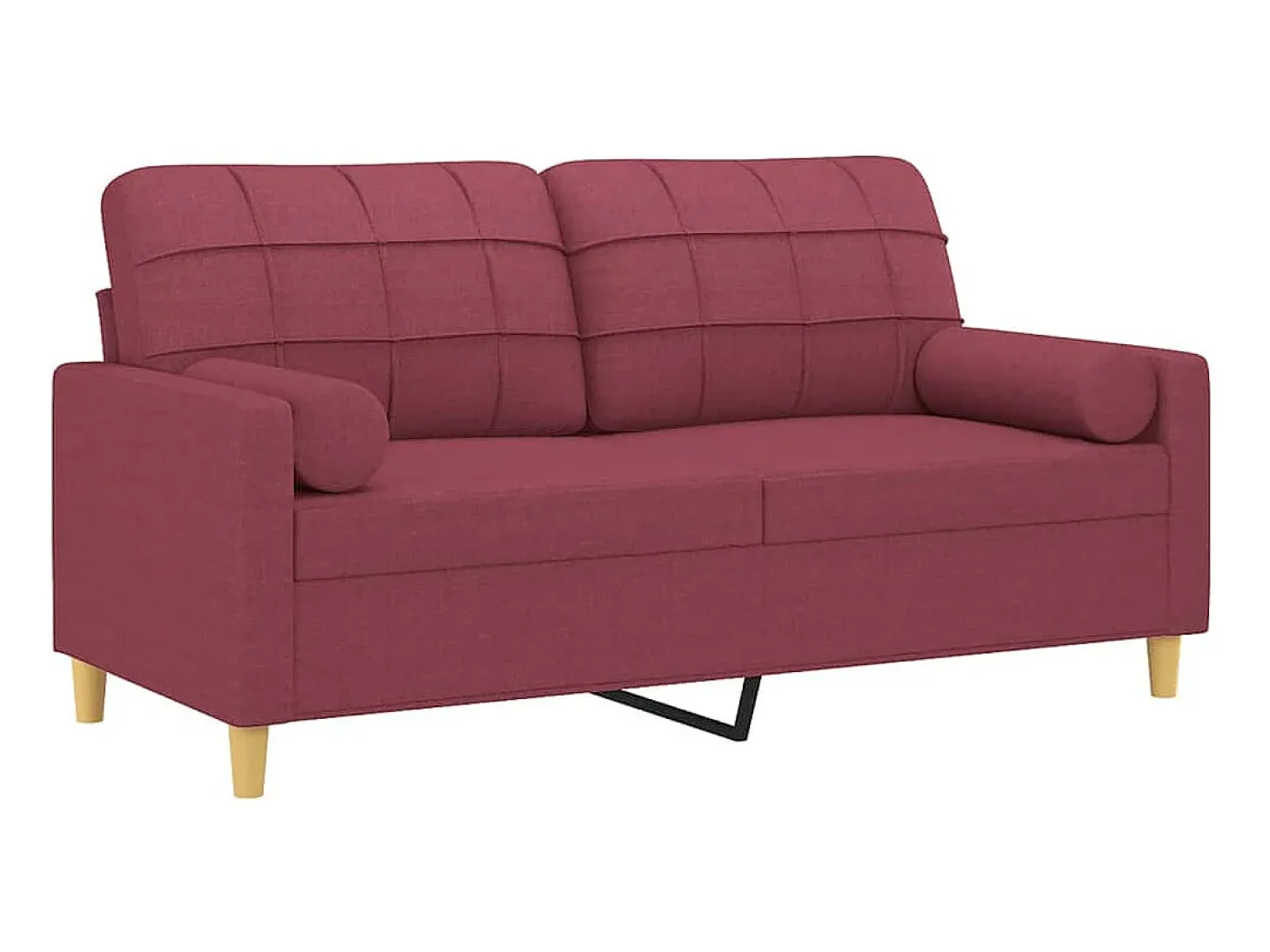 Sofá 2 lug. + almofadas decorativas 140cm tecido vermelho tinto PT677488