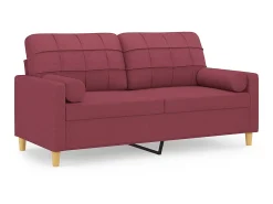 Sofá 2 lug. + almofadas decorativas 140cm tecido vermelho tinto PT677488