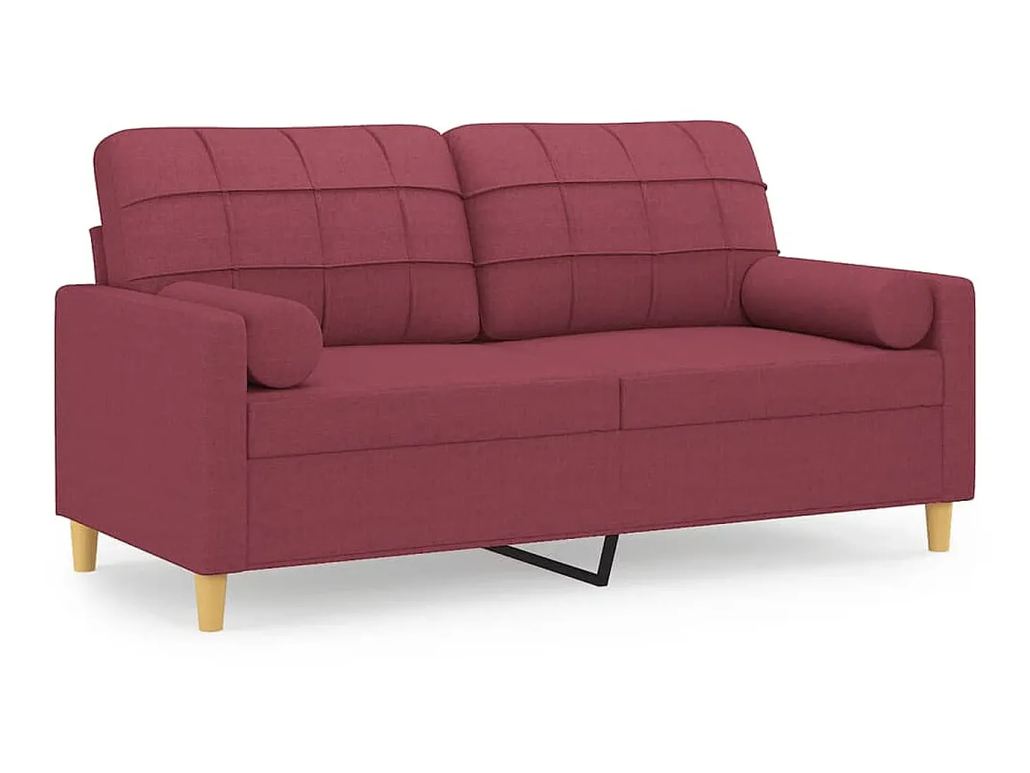 Sofá 2 lug. + almofadas decorativas 140cm tecido vermelho tinto PT677488