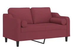 Sofá 2 lug. + almofadas decorativas 120cm tecido vermelho tinto PT826890
