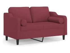 Sofá 2 lug. + almofadas decorativas 120cm tecido vermelho tinto PT826890