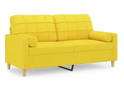 Sofá 2 lug. + almofadas decorativas 140 cm tecido amarelo-claro PT487712