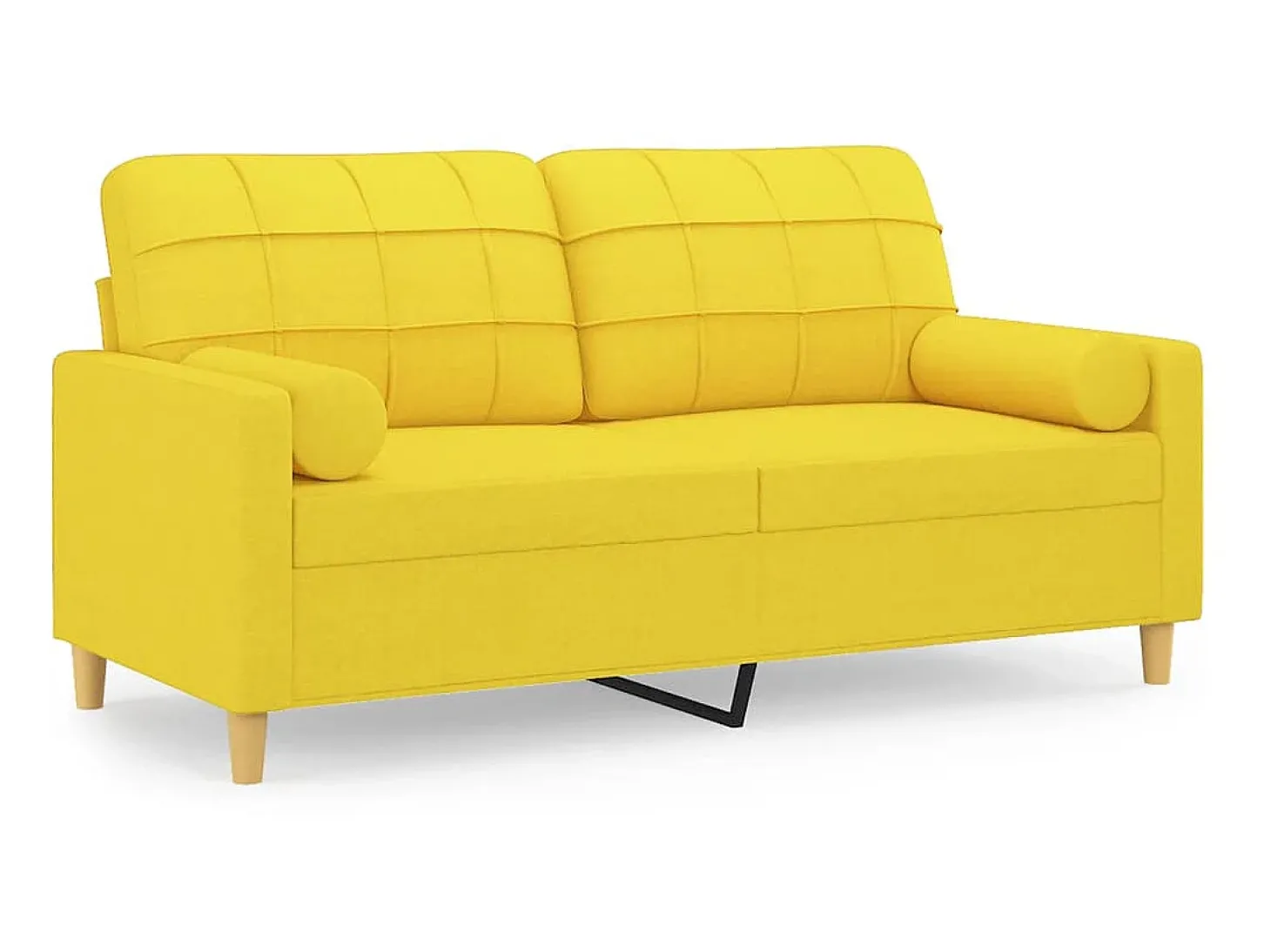 Sofá 2 lug. + almofadas decorativas 140 cm tecido amarelo-claro PT487712