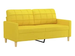 Sofá 2 lug. + almofadas decorativas 140 cm tecido amarelo-claro PT487712