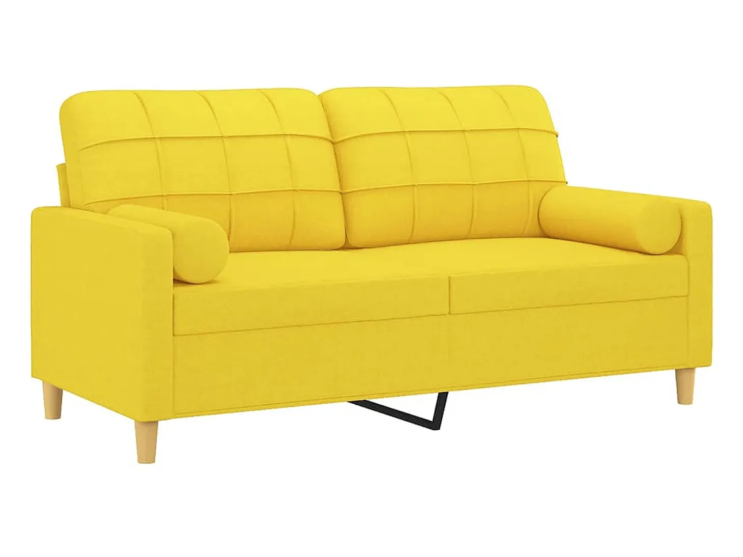 Sofá 2 lug. + almofadas decorativas 140 cm tecido amarelo-claro PT487712
