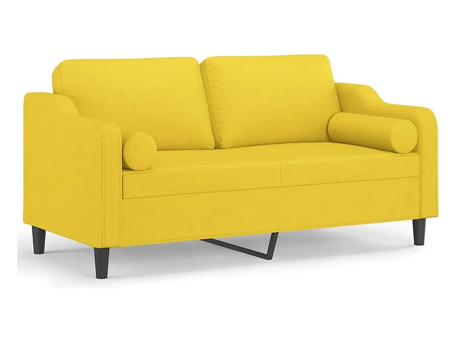 Sofá 2 lug. + almofadas decorativas 140 cm tecido amarelo-claro PT561248