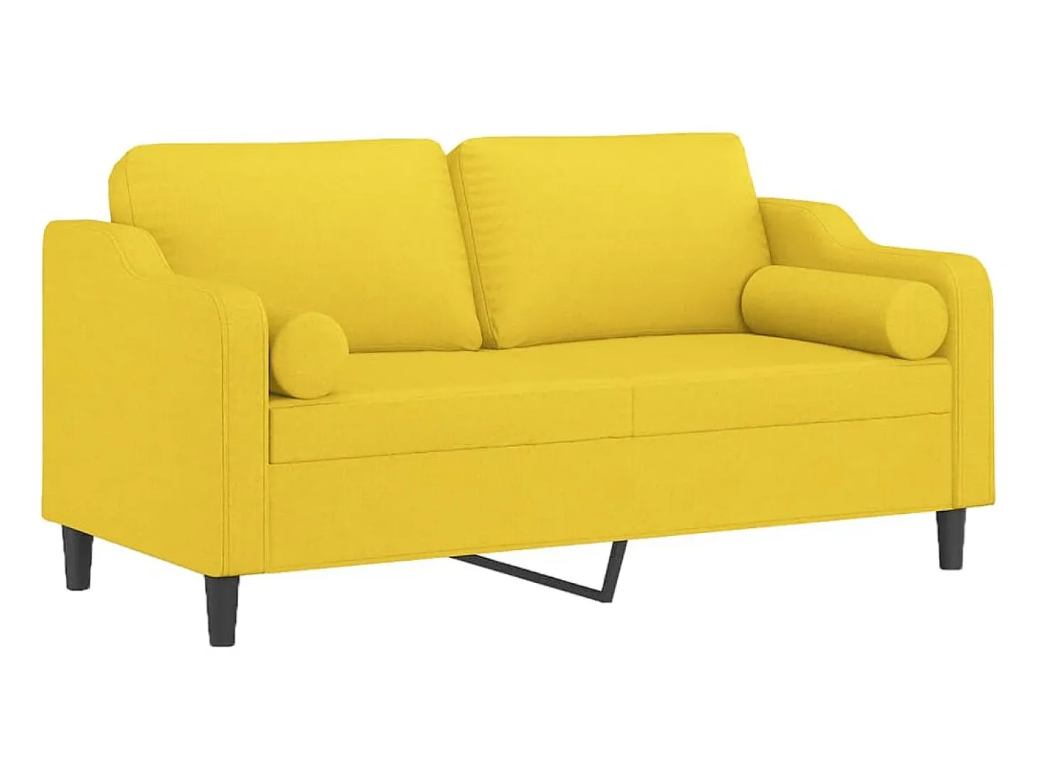 Sofá 2 lug. + almofadas decorativas 140 cm tecido amarelo-claro PT561248