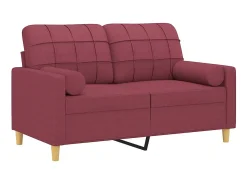 Sofá 2 lug. + almofadas decorativas 120cm tecido vermelho tinto PT479087