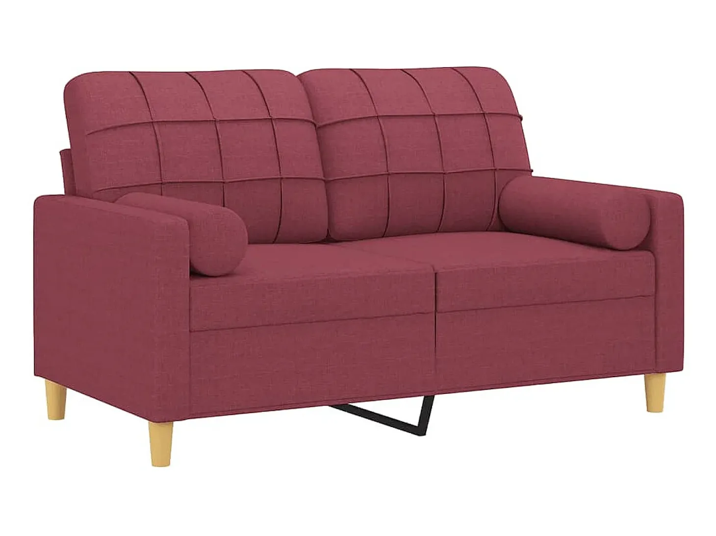 Sofá 2 lug. + almofadas decorativas 120cm tecido vermelho tinto PT479087