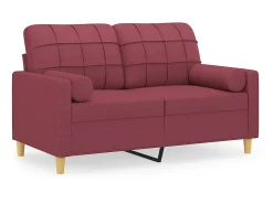 Sofá 2 lug. + almofadas decorativas 120cm tecido vermelho tinto PT479087