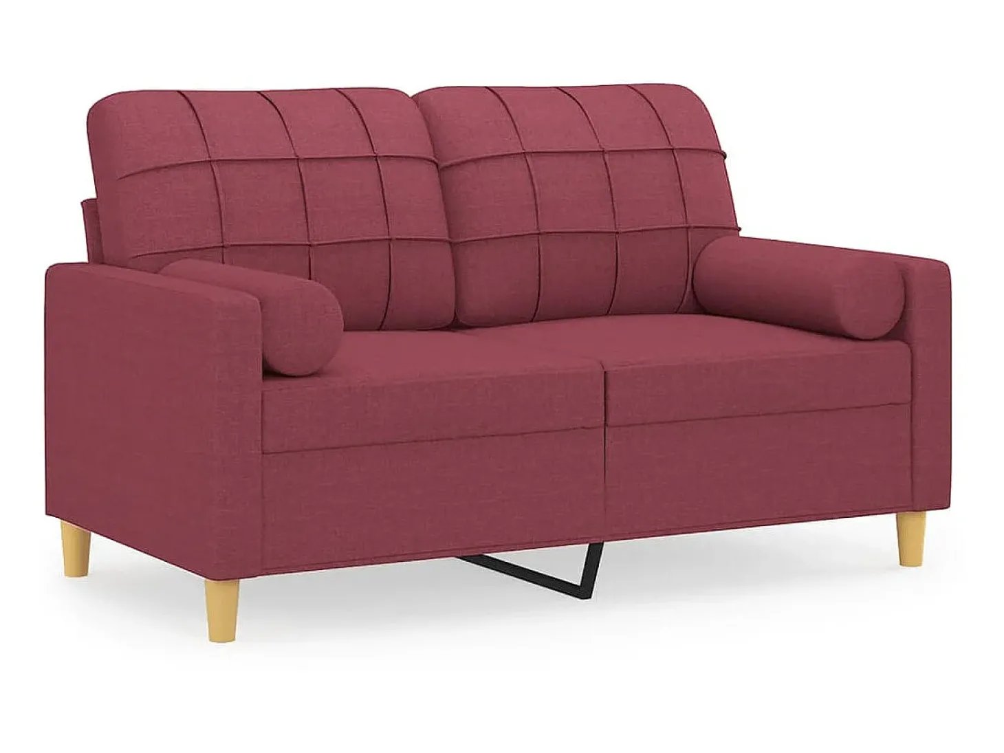 Sofá 2 lug. + almofadas decorativas 120cm tecido vermelho tinto PT479087
