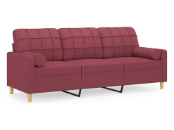 Sofá 3 lug. + almofadas decorativas 180cm tecido vermelho tinto