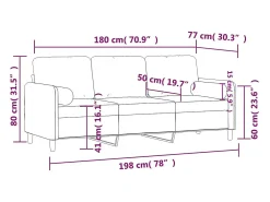 Sofá 3 lug. + almofadas decorativas 180cm veludo vermelho tinto