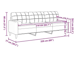 Sofá 3 lug. c/ almofadas decorativas 210cm tecido amarelo-claro