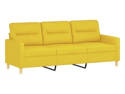 Sofá 3 lugares + almofadas decoração 180cm tecido amarelo-claro PT867592