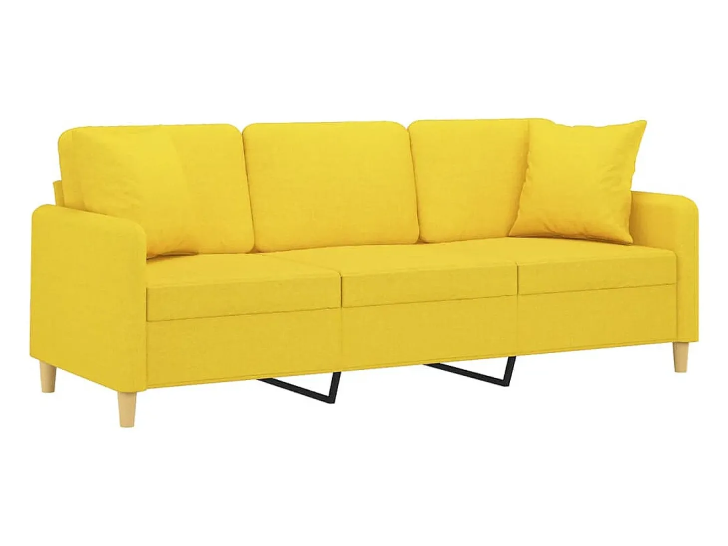 Sofá 3 lugares + almofadas decoração 180cm tecido amarelo-claro PT521443