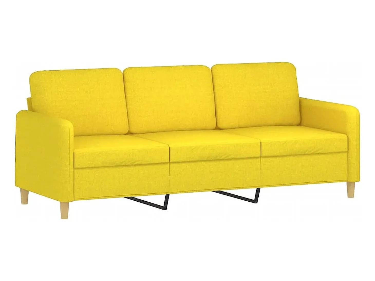 Sofá 3 lugares + almofadas decoração 180cm tecido amarelo-claro PT521443