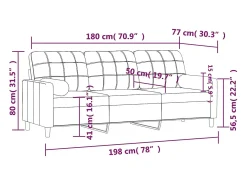 Sofá 3 lugares + almofadas decoração 180cm tecido amarelo-claro