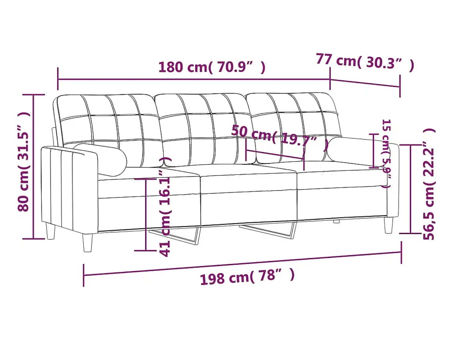 Sofá 3 lugares + almofadas decoração 180cm tecido amarelo-claro