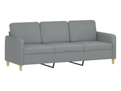 Sofá 3 lugares + almofadas decorativas 180cm tecido cinza-claro