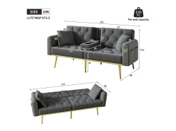 Sofá 2 lugares - com função relax - três posições de inclinação ajustáveis - porta-copos incluído - cinza