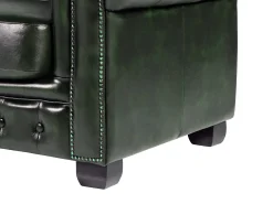 Sofá 4 lugares 100% pele Verde Escuro estilo chesterfield - BRENTON