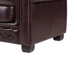 Sofá 4 lugares 100% pele Vermelho estilo chesterfield - BRENTON