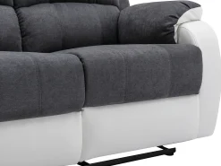 Sofá 3 lugares articulado microfibra e pele sintética cinzento e branco BRODY