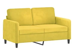 Sofá 2 lugares c/ almofadas decorativas 120 cm veludo amarelo PT849242