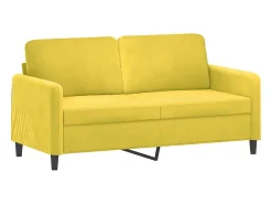 Sofá 2 lugares c/ almofadas decorativas 140 cm veludo amarelo PT904906