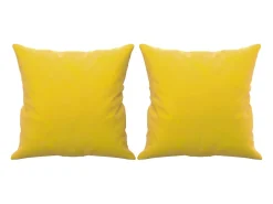 Sofá 2 lugares c/ almofadas decorativas 120 cm veludo amarelo PT359188